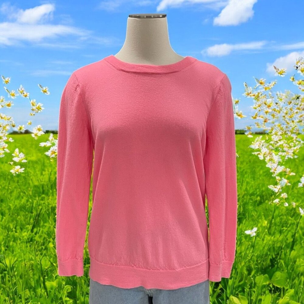 J Crew Pink Sweater XL Knit Pullover Cottagecore Soft Feminine Preppy‎ Spring